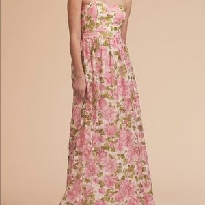 BHLDN Jessa Floral Pink White Strapless Gown Dress Small